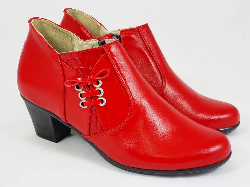 Ghete dama piele rosii Crina biashoes.ro imagine reduceri